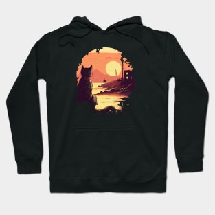 Cat Watching Sunset Hoodie